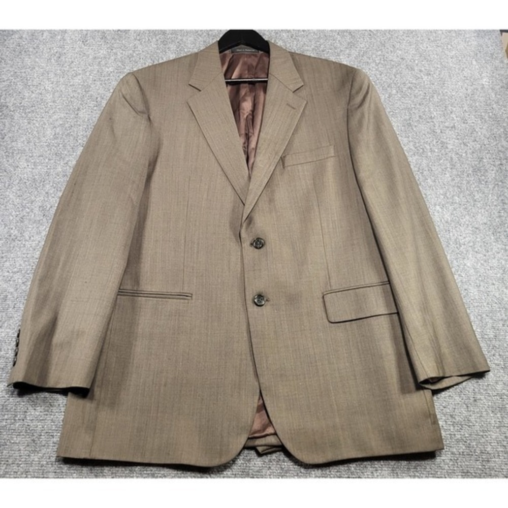Lauren Ralph Lauren 100% Pure New Wool Suit Jacket Brown Blazer Size 43R